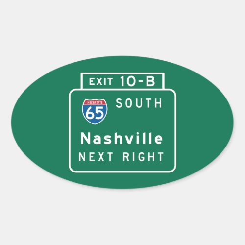 Nashville TN Road Sign Oval Sticker
