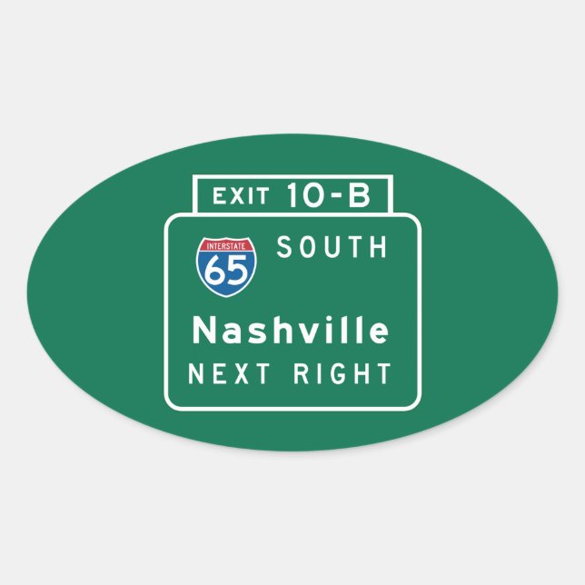 Nashville, TN Road Sign Oval Sticker (Front)