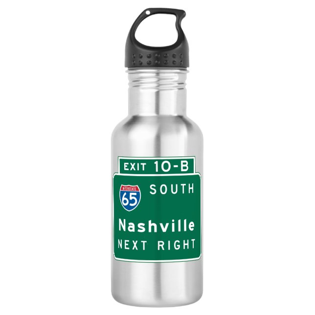 Nashville, TN Road Sign Stainless Steel Water Bottle (Front)