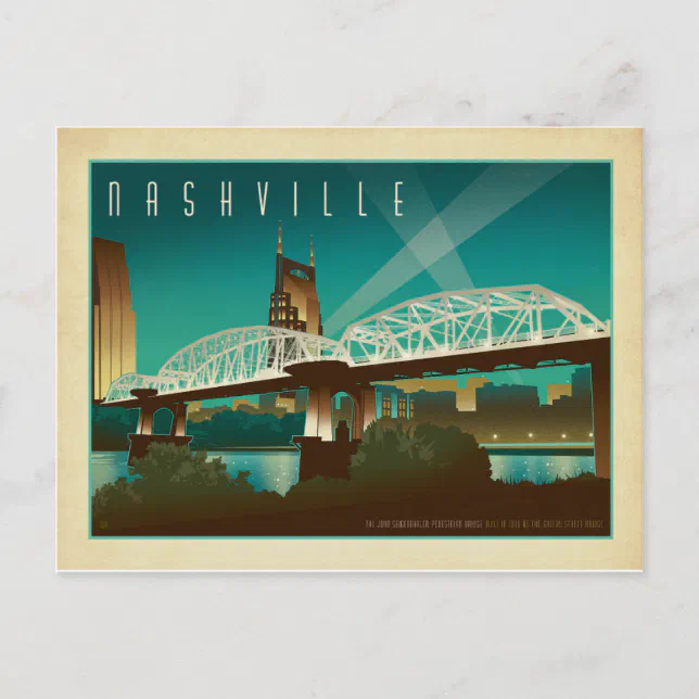 Nashville, TN - Shelby St. Bridge Postcard | Zazzle