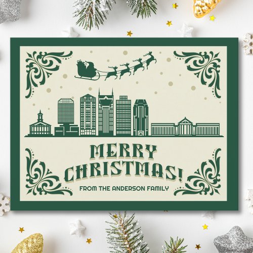 Nashville TN Skyline Christmas Holiday Postcard