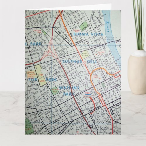 Nashville TN Vintage Map Card