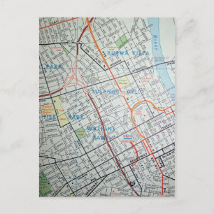 NASHVILLE, TN Vintage Map Postcard