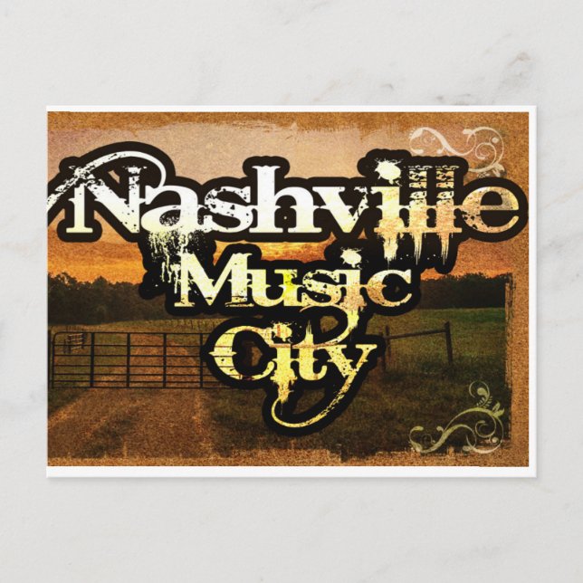 Nashville, TN Vintage Music City Cassette Postcard (Front)