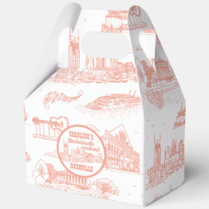Nashville Toile Bachelorette Coral Pink on White Favor Boxes