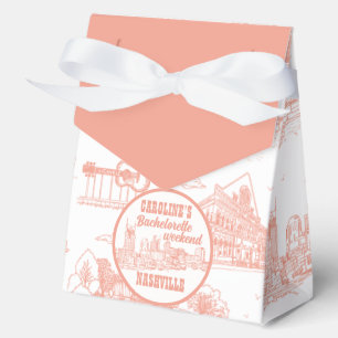 Nashville Toile Bachelorette Coral Pink on White Favor Boxes