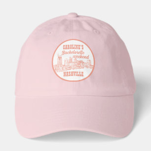 Nashville Toile Bachelorette Coral Pink on White Hat