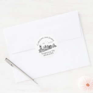 Nashville Toile Black and White Classic Round Sticker