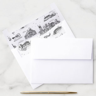 Nashville Toile Black and White Envelope Liner