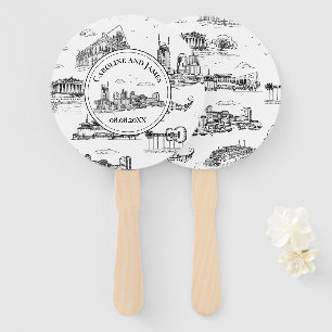 Nashville Toile Black and White Hand Fan