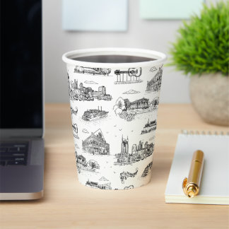 Nashville Toile Black and White Paper Cups
