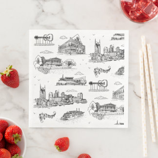 Nashville Toile Black and White Paper Dinner Napkins