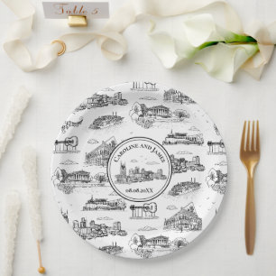 Nashville Toile Black and White Paper Plates