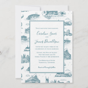 Nashville Toile Twilight Blue on White Invitation