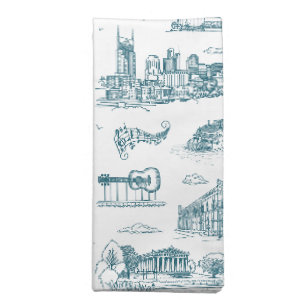 Nashville Toile Twilight on White Cloth Napkin