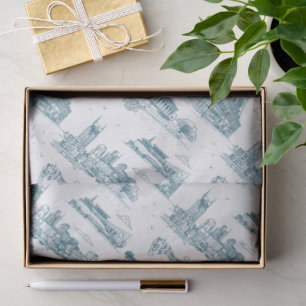 Nashville Toile Twilight on White Tissue Paper