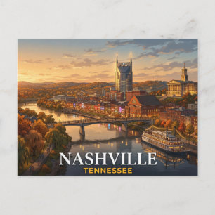 Nashville Travel Postcard Downtown Souvenir