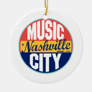 Nashville Vintage Label Ceramic Ornament