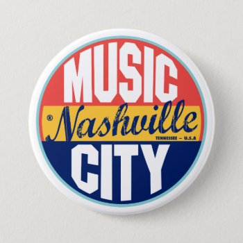 Nashville Vintage Label Pinback Button by TurnRight at Zazzle