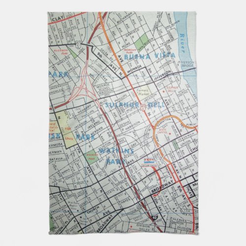 NASHVILLE Vintage Map Towel