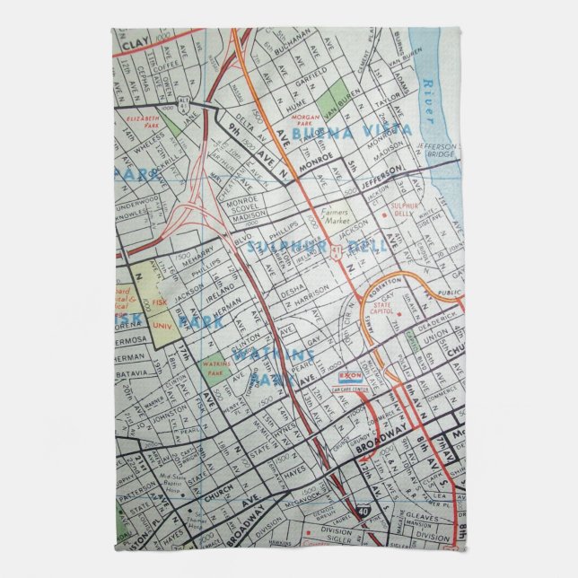 NASHVILLE Vintage Map Towel (Vertical)