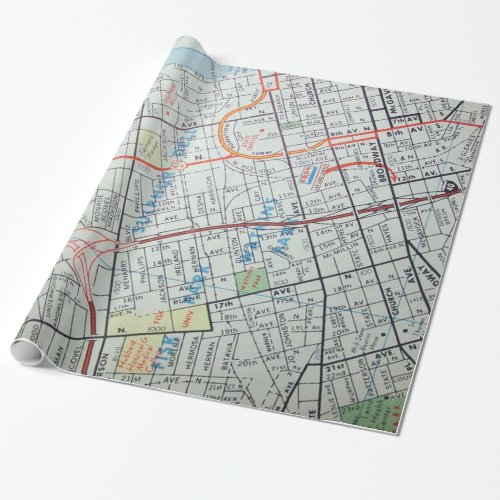NASHVILLE Vintage Map Wrapping Paper