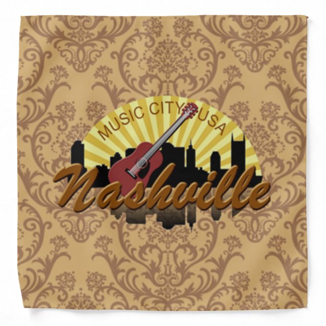 Nashville Vintage Tan Bandana (Front)