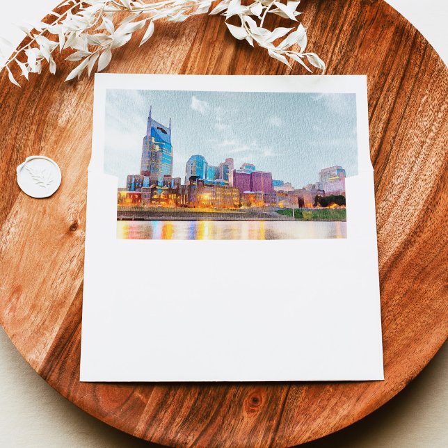 NASHVILLE Watercolor Skyline Destination Travel Envelope Liner (Creator Uploaded)