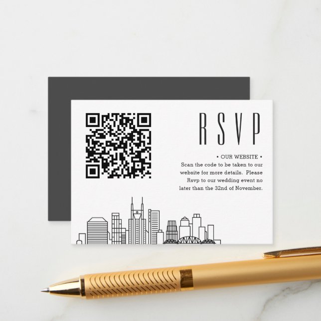 Nashville Wedding Deco Style | Event RSVP Enclosure Card (Front/Back In Situ)
