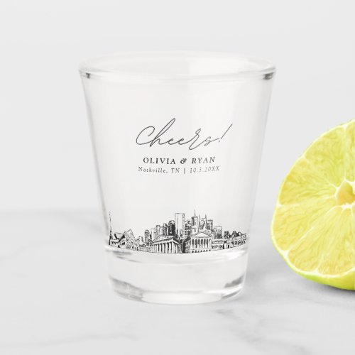 Nashville Wedding Favor Cheers Shot Glass