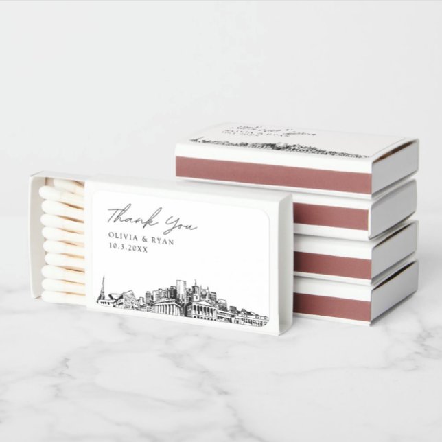Nashville Wedding Favor Custom Thank You Matches (Nashville Wedding Favor Matches)