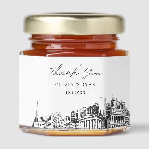 Nashville Wedding Skyline Thank You Honey Favor Jar Favors