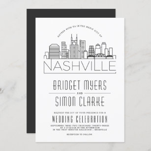 Nashville Wedding   Stylized Skyline Invitation