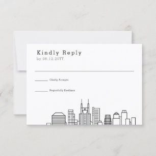 Nashville Wedding   Stylized Skyline RSVP Card