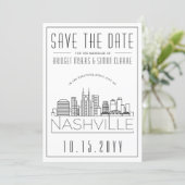 Nashville Wedding | Stylized Skyline Save the Date Invitation (Standing Front)
