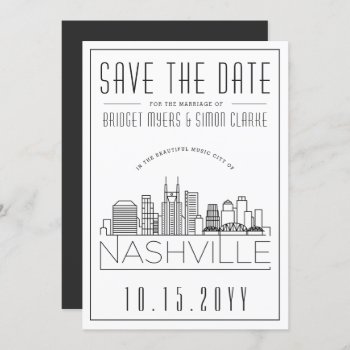 Nashville Wedding | Stylized Skyline Save The Date Invitation by colorjungle at Zazzle