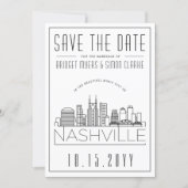 Nashville Wedding | Stylized Skyline Save the Date Invitation (Front)