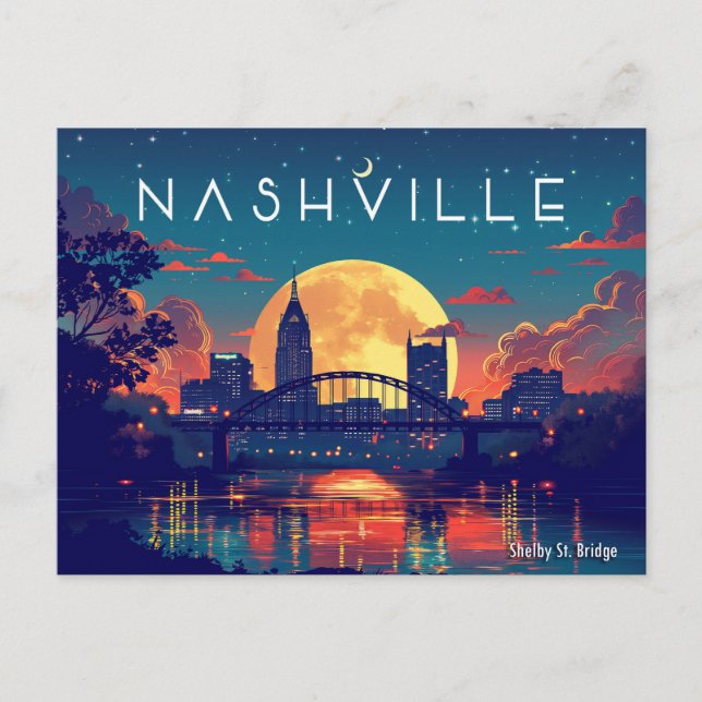 Nashville's Shelby Street Bridge Postcard (Front)