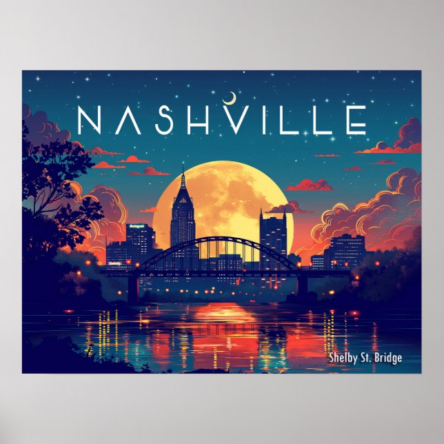 Nashville's Shelby Street Bridge Poster (Front)