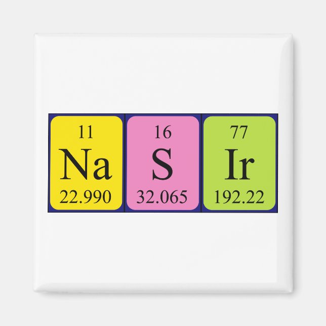 Nasir periodic table name magnet (Front)