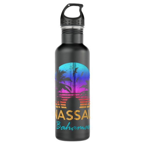 Nassau Bahamas Beach Trip Retro Sunset Summer Vibe Stainless Steel Water Bottle