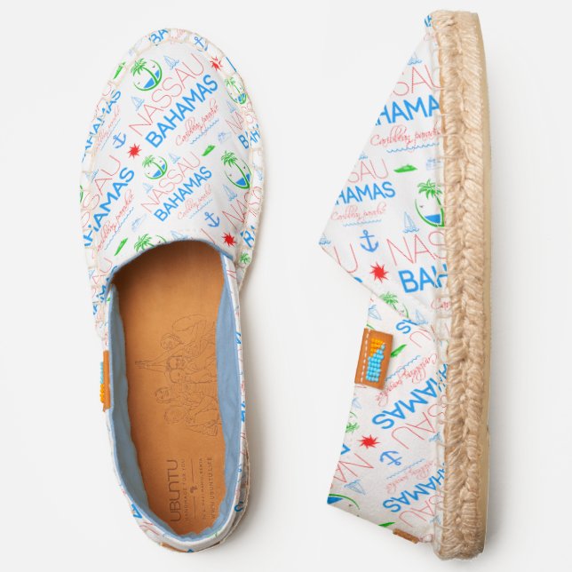 Nassau Bahamas Caribbean Paradise Text Art Espadrilles (Side)