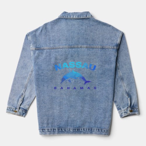 NASSAU BAHAMAS Dolphin Beach Lover Vintage Vacatio Denim Jacket