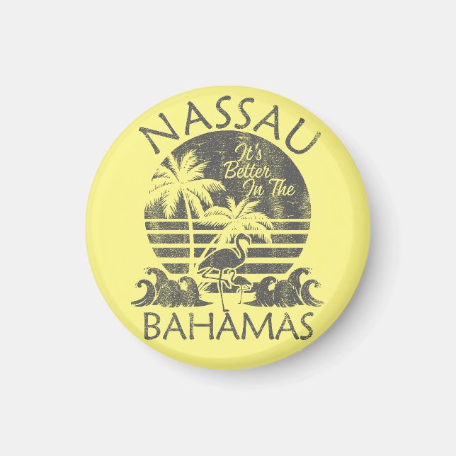  Nassau Bahamas Magnet Vacation Cruise Retro Beach (Front)