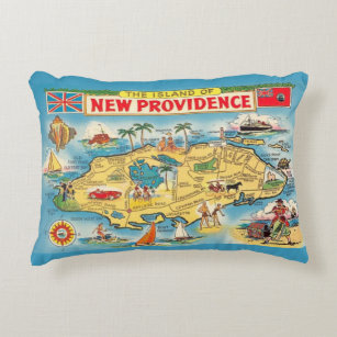 Nassau Bahamas  Map Throw Pillow