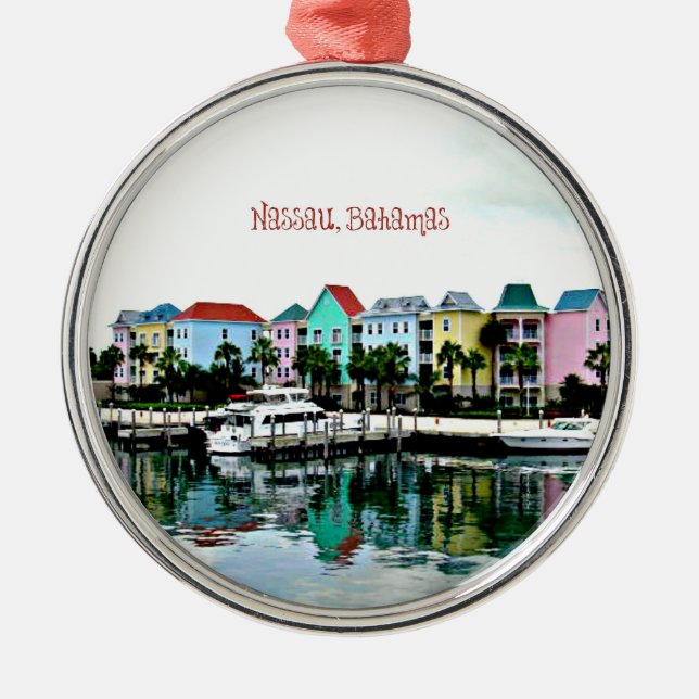 Nassau Bahamas Marina Metal Ornament (Front)