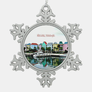 Nassau Bahamas marina Snowflake Pewter Christmas Ornament