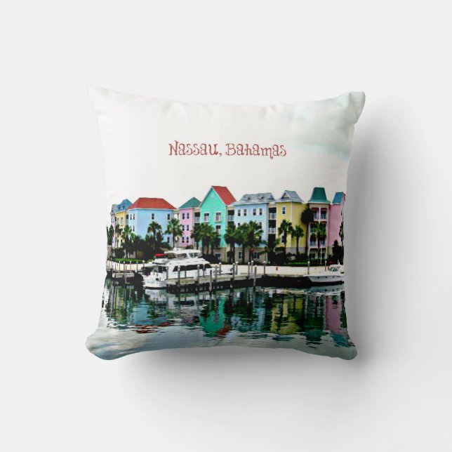 Nassau Bahamas Marina Throw Pillow (Front)