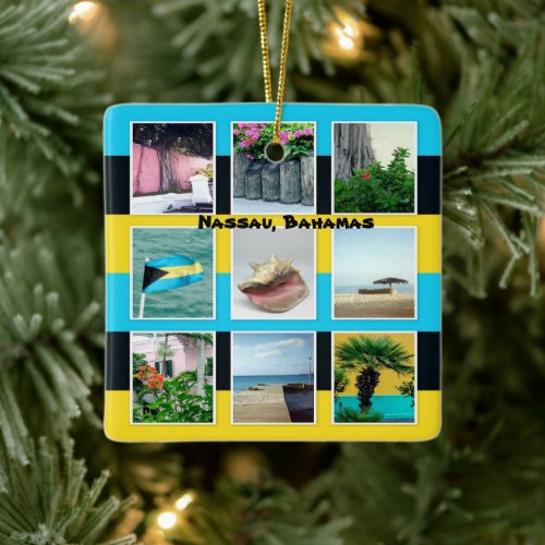 Nassau Bahamas Photo Collage  Ceramic Ornament