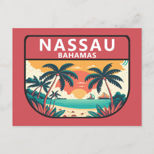 Nassau Bahamas Retro Emblem Postcard